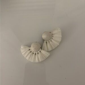 White Fan Earrings